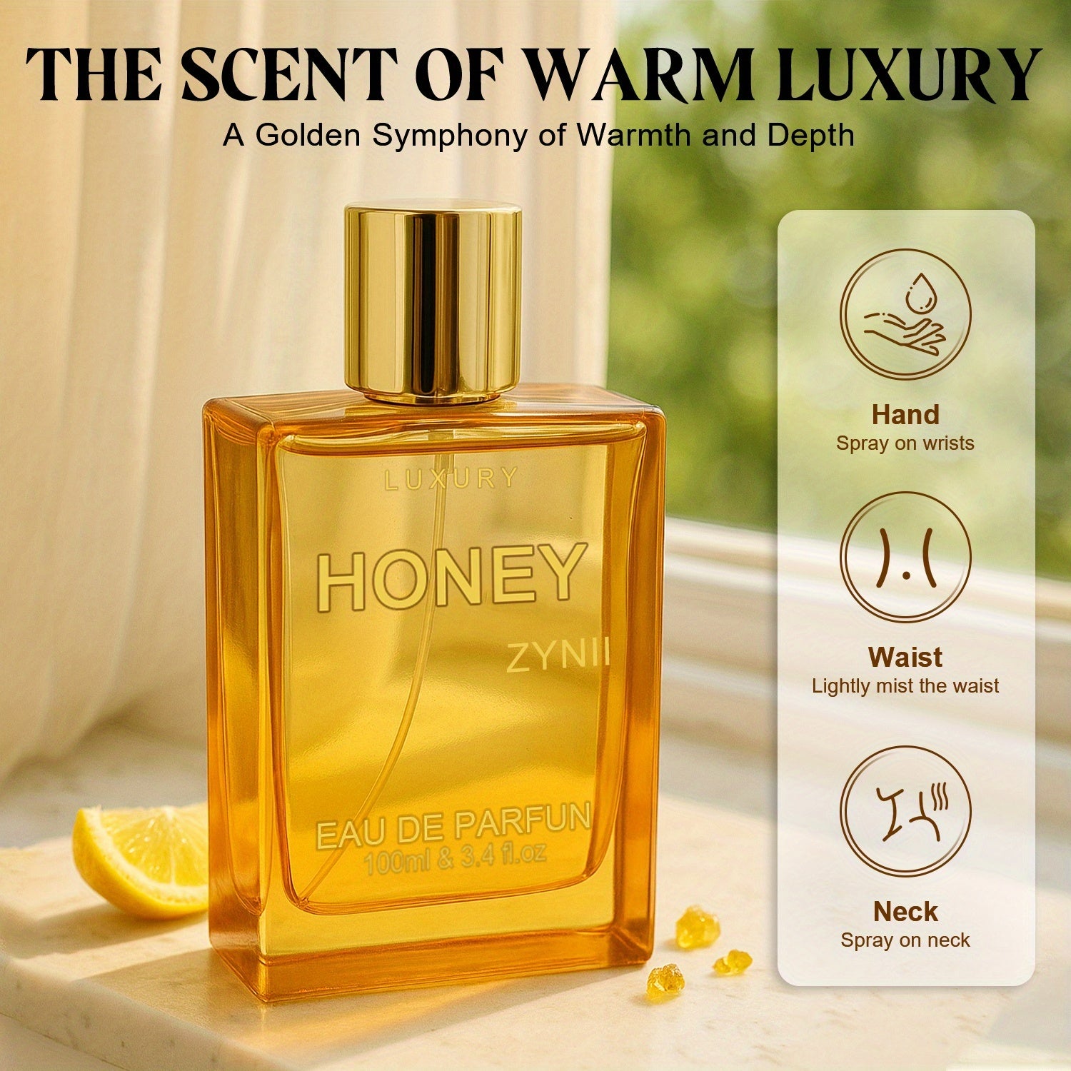 Honey OUD Perfume for Women & Men - 3.4fl.oz Long-Lasting Arabian Unisex Cologne, -Free & Vegan, Vanilla Bergamot Patchouli Scent, Honey Perfume Oil, Luxury Fragrance Ift, Valentine's Day Gift