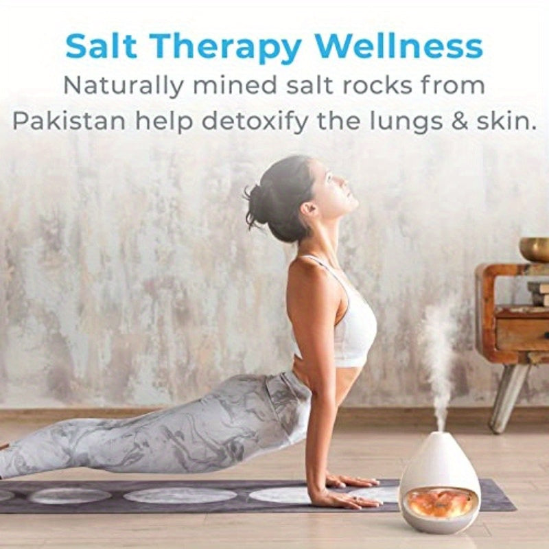 Pure Enrichment PureGlow Crystal 2in1 Himalayan Salt Lamp and Soundwave technology Essential Oil Diffuser Original Salt Lamp 100 Pure Himalayan Salt Ambient Glow 5.41oz 16Hour Tank White