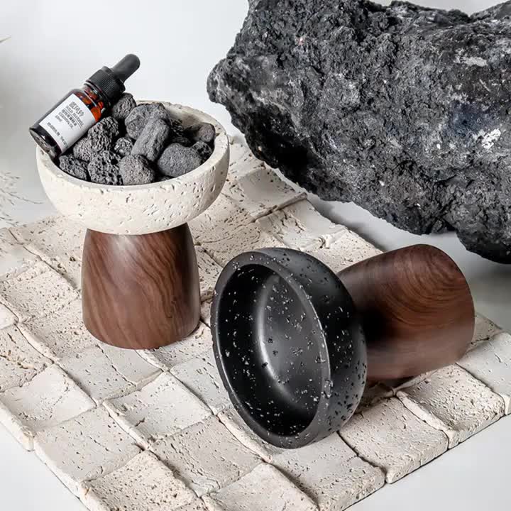 1pc Natural Stone Incense Holder & Diffuser | Beige Brown Marble Pattern with Empty Jars\u002FBags, Dual-Use for Oils & Incense Bags, Ideal for Home & Altar Self-Use, No Electricity Needed