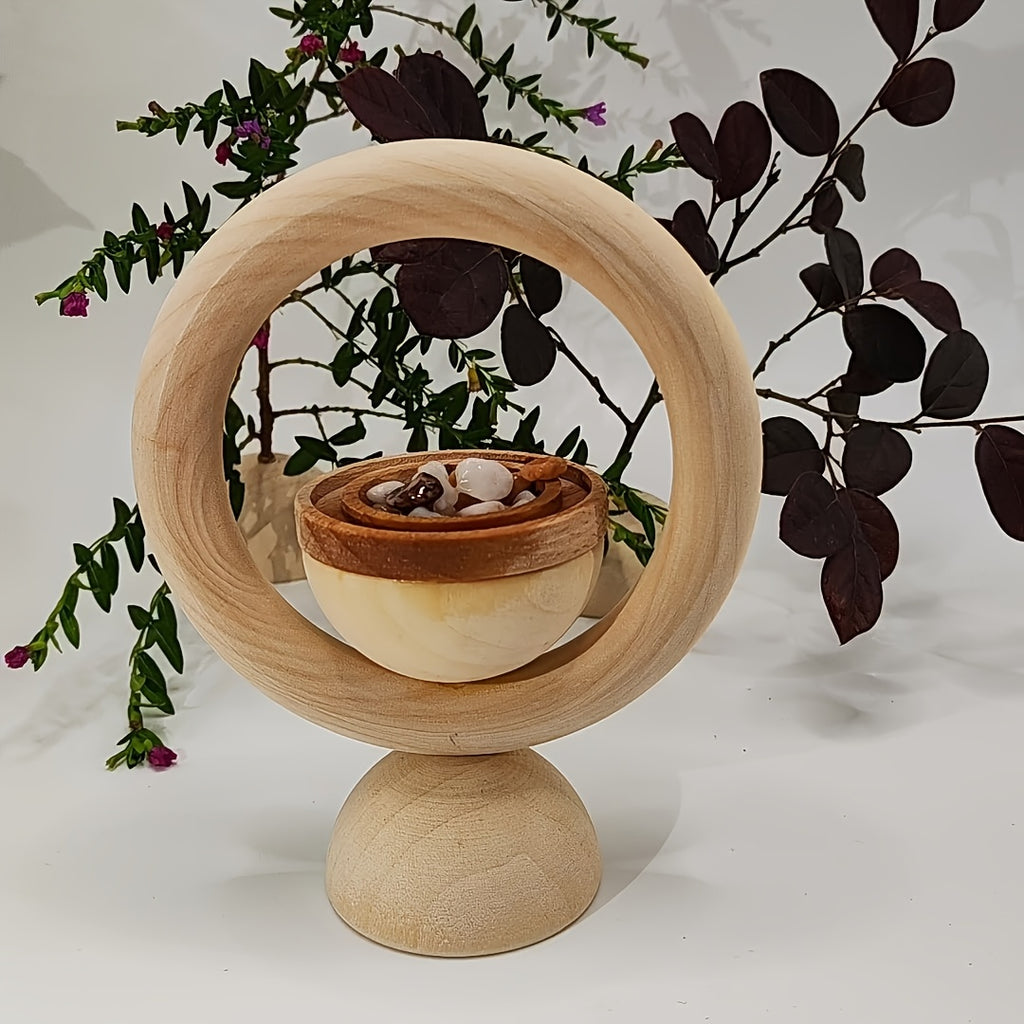 Wooden Stone& Essential Oil Diffuser Stone with Base, Includes Empty Bottle\u002FJar\u002FBag, Chemical-Free for Spa Meditation, Decorative Diffuser Device