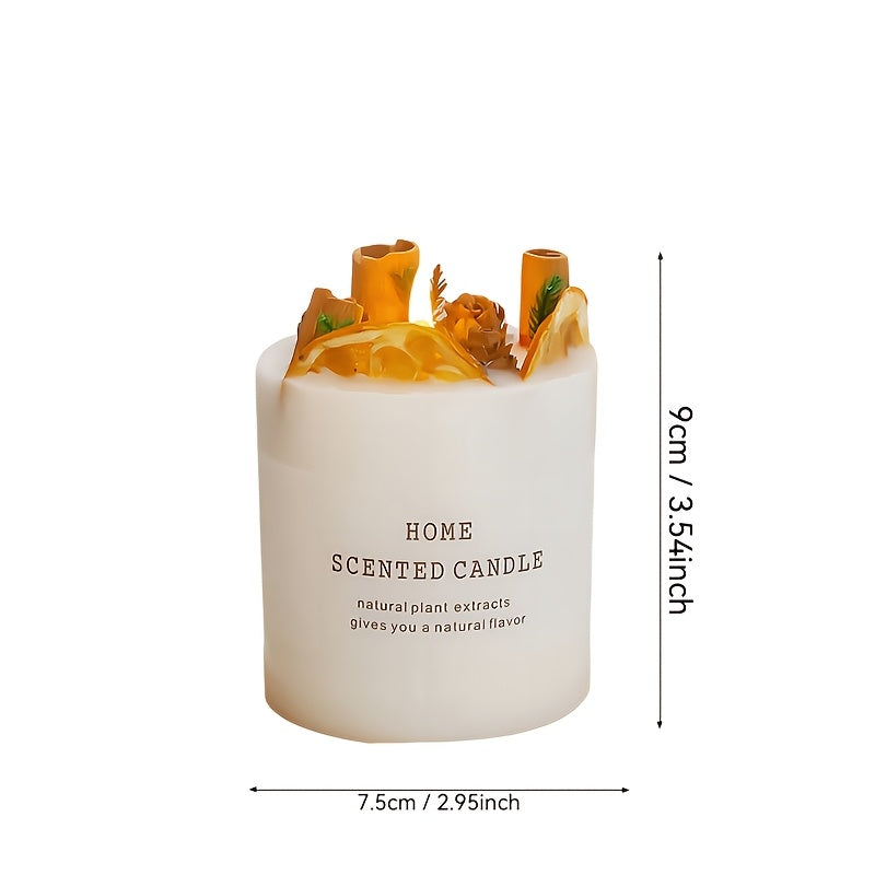 1pc, 280g Wedding Decoration Ornament, High-end Forest Style Dry Floral Scented Candle Floral Candle Ornament, Soy Wax Home Fragrance Gift Souvenir, High-end Gift Christmas Gift, Newlywed Souvenir, New Year Gift