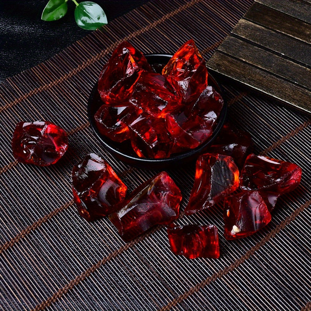 Natural Red Crystal Stone - Charging Reiki Rock for Yoga Studio, Home & Office Decor, Essential Oil Diffuser, Meditation Relaxation Gift (Vibrant Glass Art)