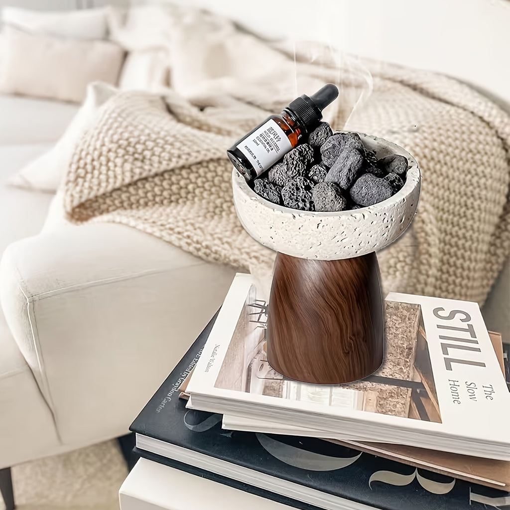 1pc Natural Stone Incense Holder & Diffuser | Beige Brown Marble Pattern with Empty Jars\u002FBags, Dual-Use for Oils & Incense Bags, Ideal for Home & Altar Self-Use, No Electricity Needed