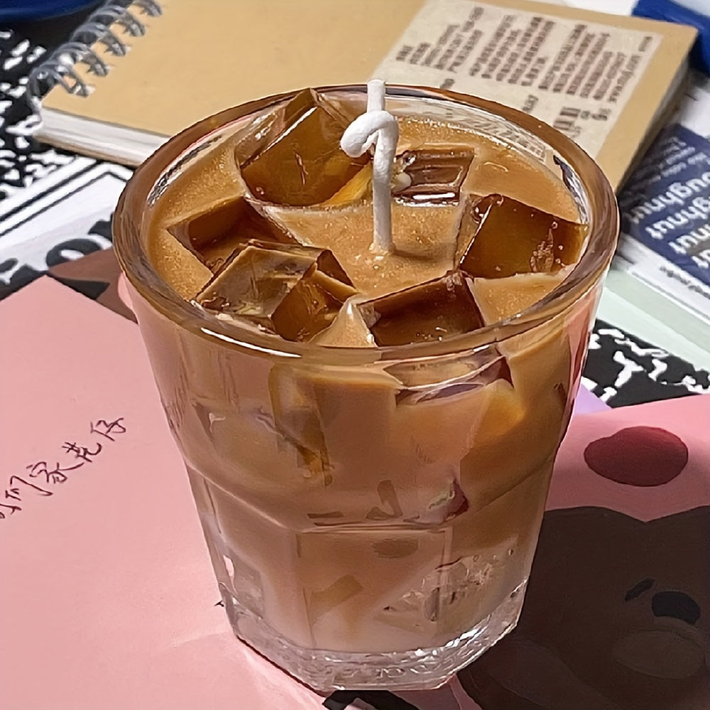 Single Cup 200g Coffee Strong Aroma Scented Candle, Handcrafted Iced Coffee Scented Candle, Birthday Gift with Hands, Indoor Instagram Style Niche Birthday Gift Box, Essential for Indoor Fragrance, Rich Coffee Aroma