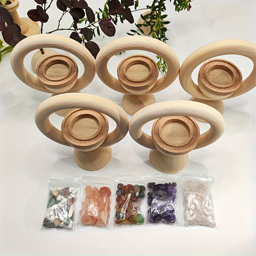 Wooden Stone& Essential Oil Diffuser Stone with Base, Includes Empty Bottle\u002FJar\u002FBag, Chemical-Free for Spa Meditation, Decorative Diffuser Device