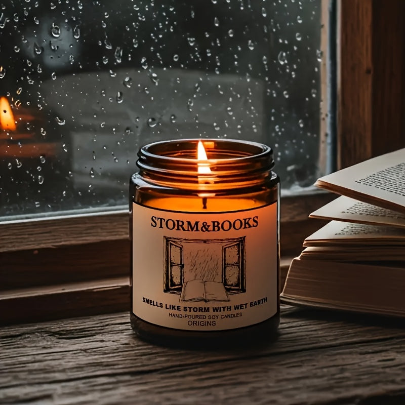 Bookstore Scent Soy Wax Candle - Premium Fragrance with Vintage Bookstore Design, Long-Lasting Burning, Perfect Gift for Book Lovers, Relaxation & Home Decor, Indoor Use, Elegant Glass Jar with Metallic Accents, Book Lover Gifts