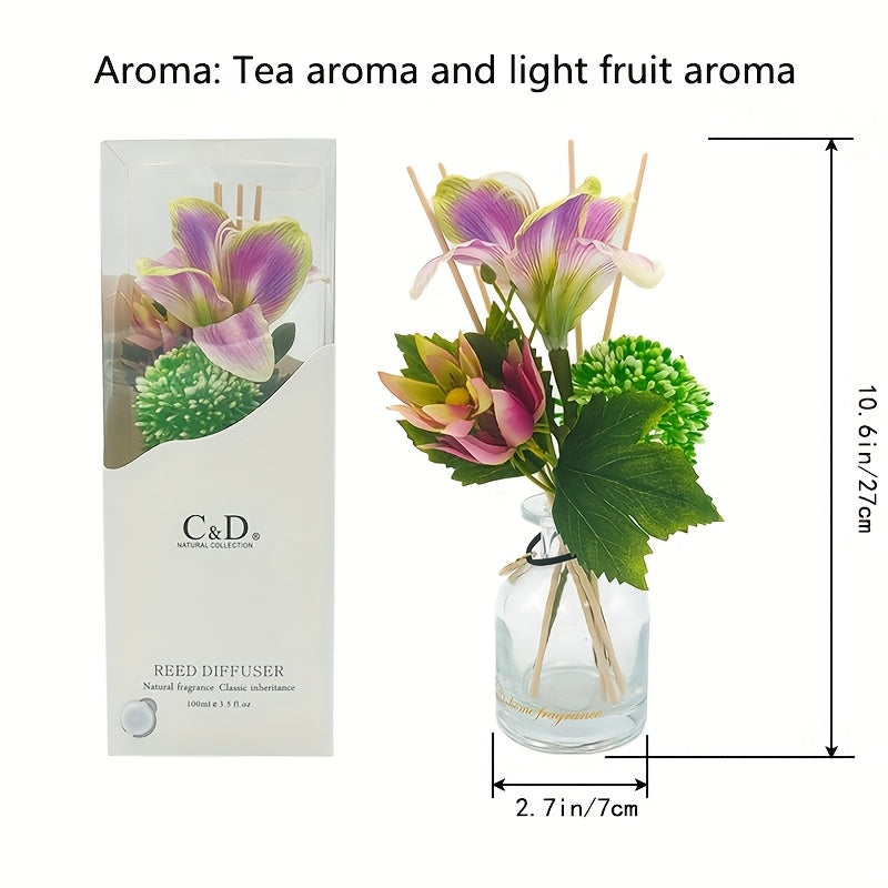Floral Reed Diffuser - 4.2oz Flower Reed Diffuser Set, Home Aromatherapy Reed Diffuser for Home Bedroom Office Bathroom Shelf Decoration (Silk Road)