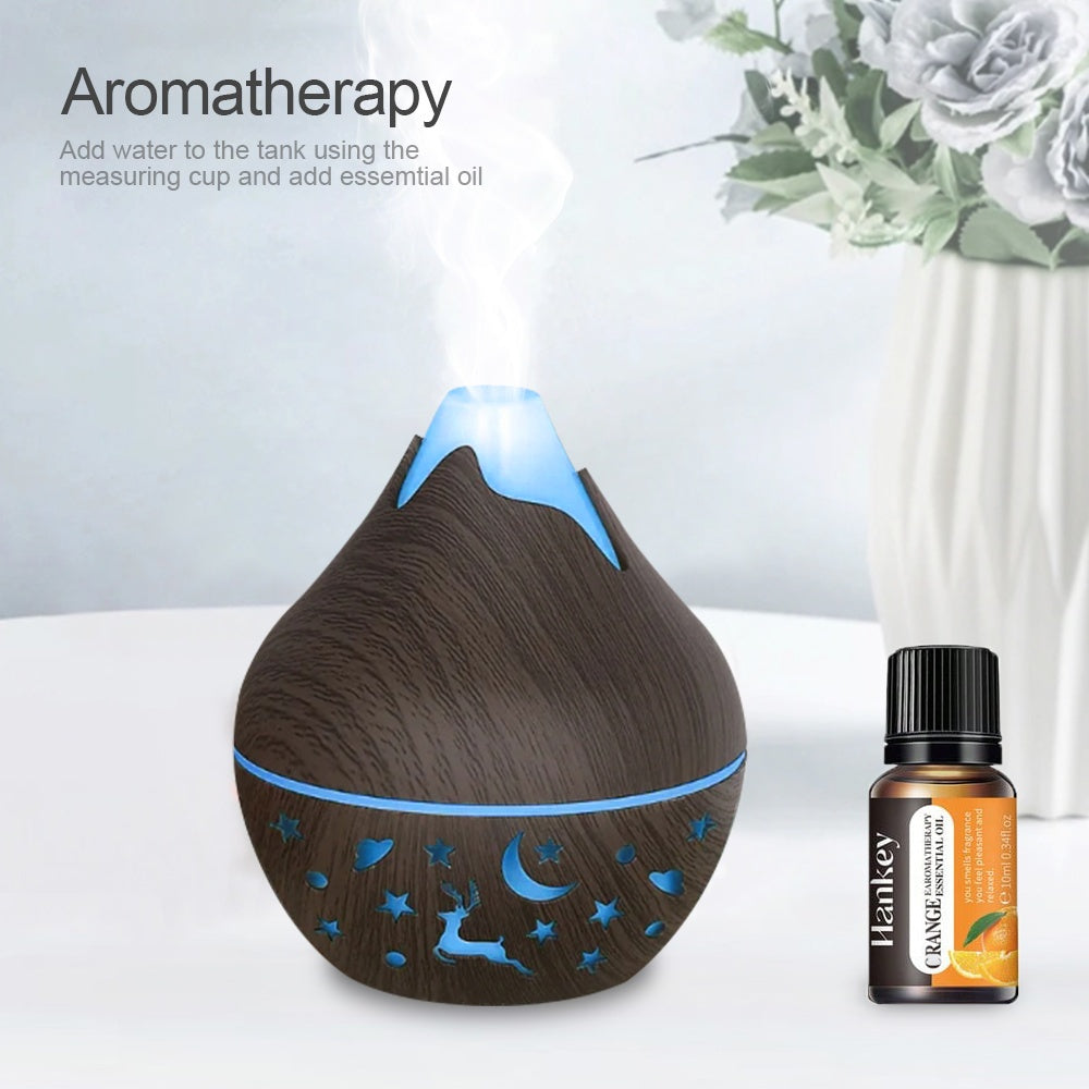 USB Humidifier Wood Grain Aroma Diffuser Soundwave Technology Air Humidifier 7 LED Color Humidifier Cool