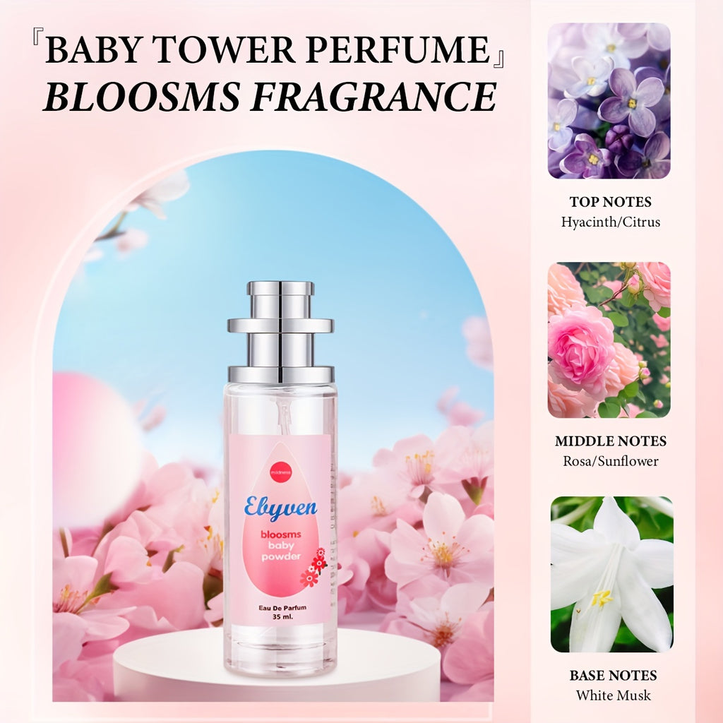 1 Bottle Elyuen Women's Perfume, Floral Scent with Vanilla, Lavender & Cherry Blossom, Pink, Blue, Purple, White, Alcohol-Based, 10-20% Fragrance Concentration, No BPA, Eau De Toilette, 1.18oz