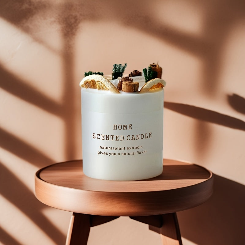 1pc, 280g Wedding Decoration Ornament, High-end Forest Style Dry Floral Scented Candle Floral Candle Ornament, Soy Wax Home Fragrance Gift Souvenir, High-end Gift Christmas Gift, Newlywed Souvenir, New Year Gift