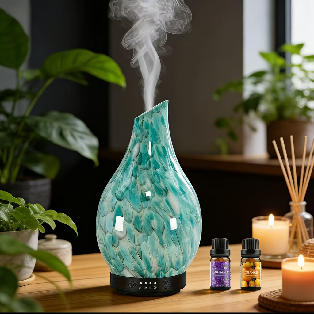 Essential Oil Diffuser 4.06oz - Handmade, BPA-Free, Auto Shut-Off, 4 Timer Settings, 7 Color-Changing LED for Home, Yoga, Office