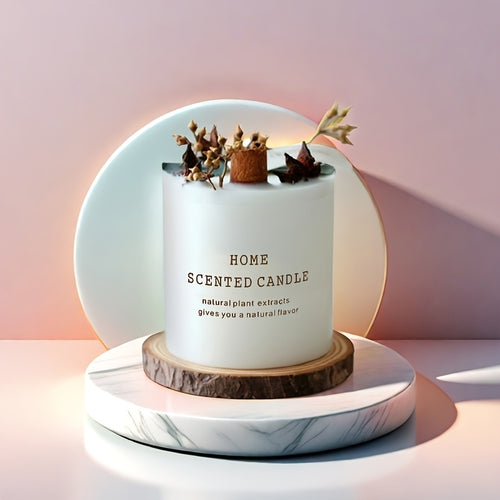 1pc, 280g Wedding Decoration Ornament, High-end Forest Style Dry Floral Scented Candle Floral Candle Ornament, Soy Wax Home Fragrance Gift Souvenir, High-end Gift Christmas Gift, Newlywed Souvenir, New Year Gift